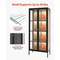 Black 4-Tier Steel Glass Display Curio Cabinet with LED Lights and with Adjustable Shelves